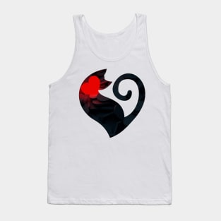 Cute Black Cat with Red Heart - Cool Tank Top